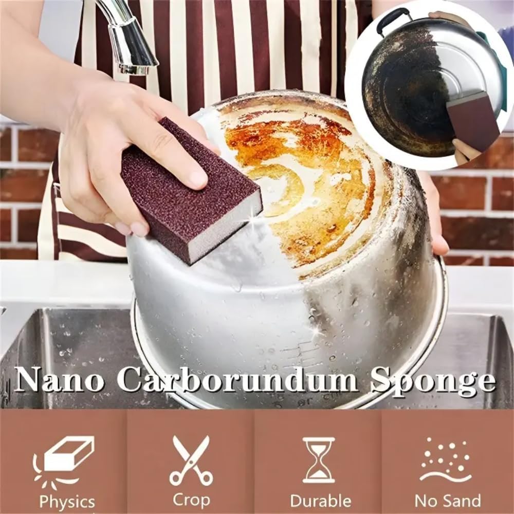3 Pack Magic Emery Cleaning Sponge Rust Remover for Kitchen Pots Powerful Decontamination Tool Versatile Household Cleaning Gadget (3 Pack)