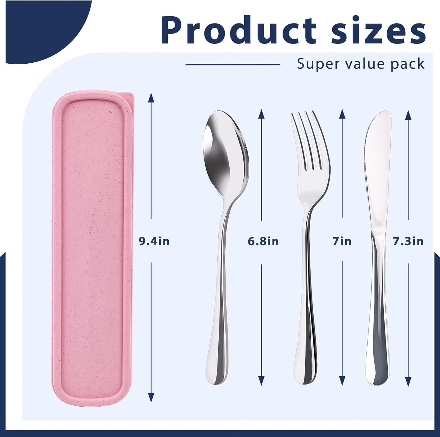 HANSGO Stainless Steel Travel Utensil Set with Case, 4-Piece Portable Knife Fork Spoon Set for Lunch Box, Office, School & Outdoor Use
