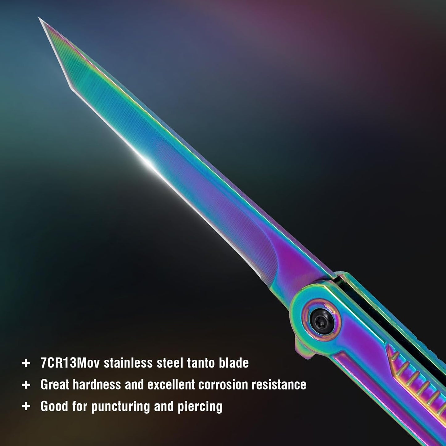 FUNBRO EDC Pocket Knife - 7CR13Mov Steel Tanto Blade, Slim Survival Knife with Clip and Liner Lock, Window Breaker for Outdoor Camping- Stocking stuffer Gifts for Men Women