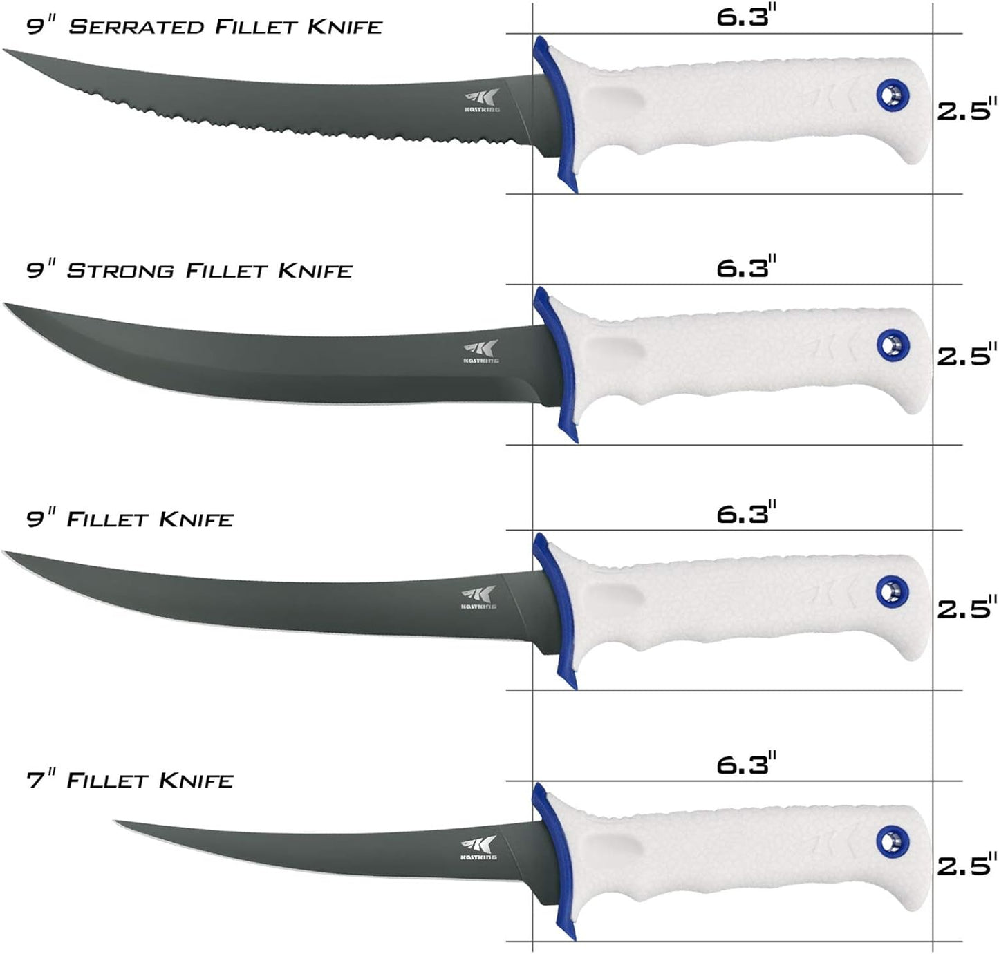 KastKing Spartacus Fillet Knife, Razor Sharp 8Cr14 Stainless-Steel Blade, Boning and Food Prep Knives, Durable/Comfortable Handles, Protective Sheath, Perfect for Fresh or Saltwater