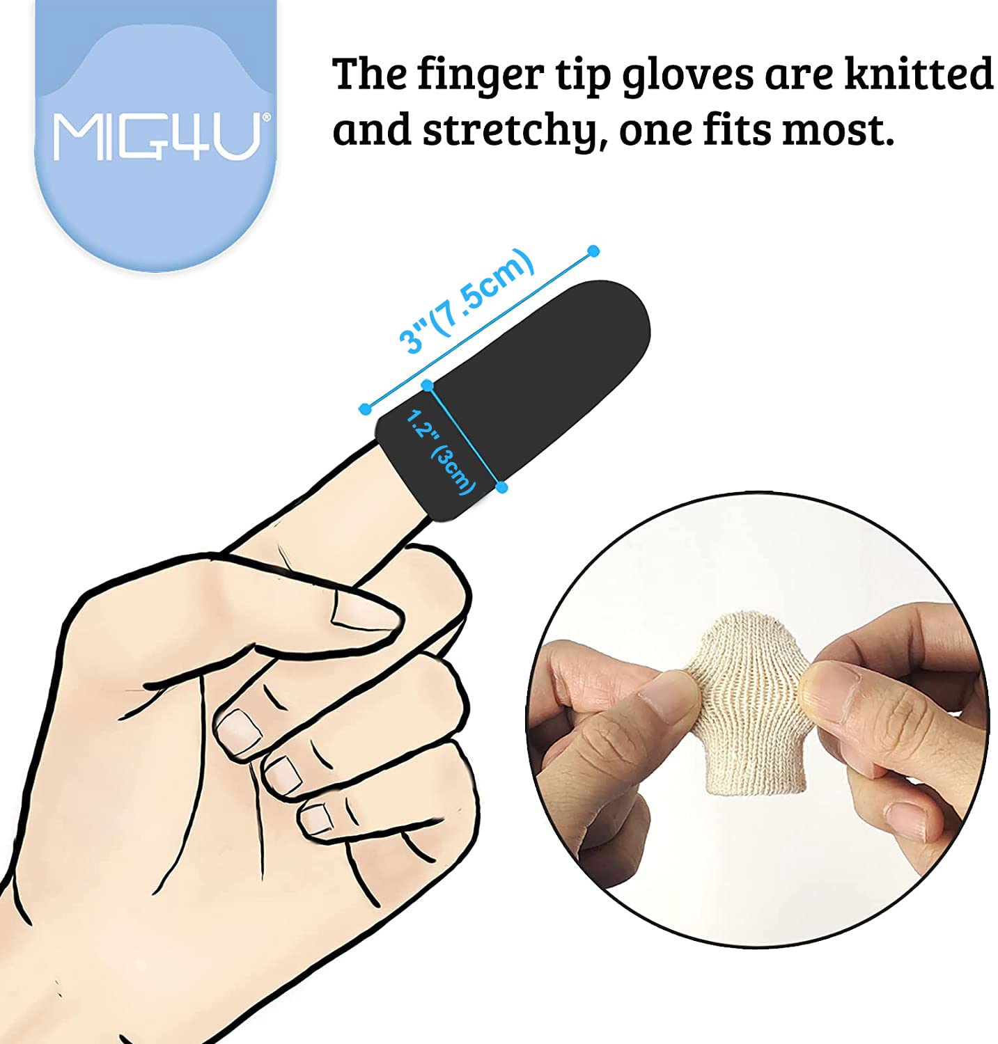 MIG4U 5 Pcs Cotton Finger Cots, Reusable Finger Protectors for Cuts Wounds, Arthritis, Eczema, Bruises, Calluses, Cracking Thumbs Healing, Fingernail Caps/Stall/Cushion/Cover (Not 5 Pairs)