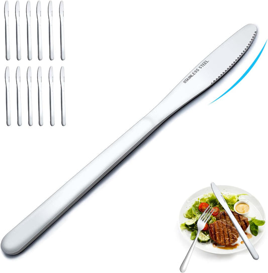24 Pieces Dinner Knives Set, 8.1" Inches Table Knives Set, Durable Butter Knife, Food Grade Stainless Steel Dinner Knife, Cost-effective Silverware Set - Mirror Polished, Dishwasher Safe
