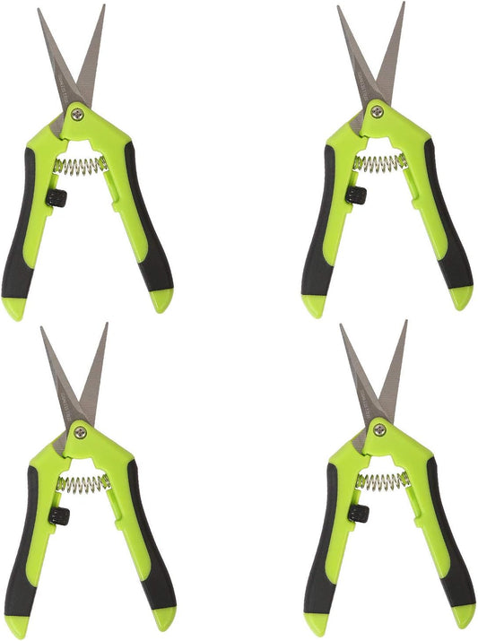 KEILEOHO 4 Pack 6.5 Inch Bud Trimming Scissors, Professional Stainless Steel Gardening Hand Pruners Micro-Tip Pruning Snips with Straight Blades for Trimming Garden Herb Plants Flowers