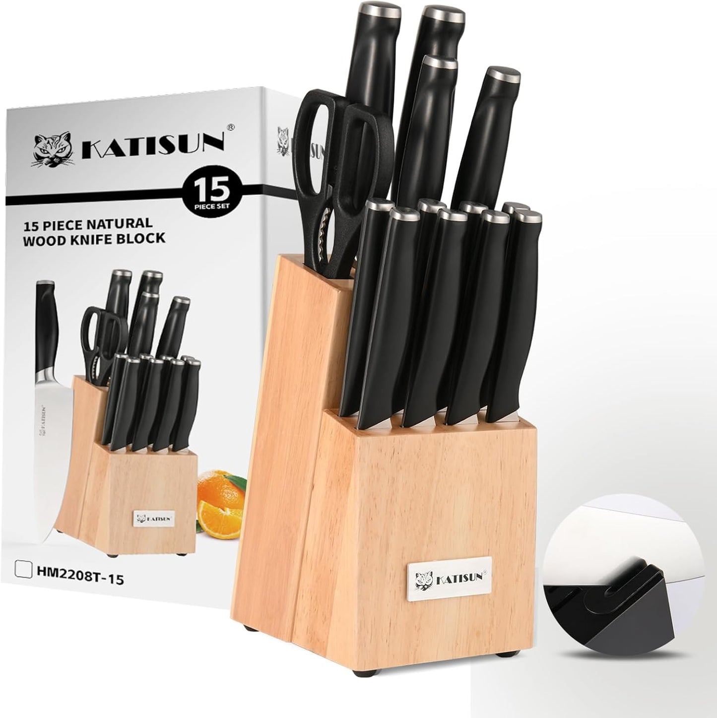 Kitchen Knife Set,14-Piece Knife Set With Block Wooden, Self Sharpening For Chef Knife Set, High Carbon German Stainless Steel Hammered Collection Knife Block Set, Dishwasher Safe Cutlery, Cream