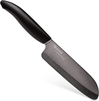 Kyocera Advanced Ceramic Revolution Series 6-inch Nakiri Vegetable Cleaver, Black Handle, White Blade