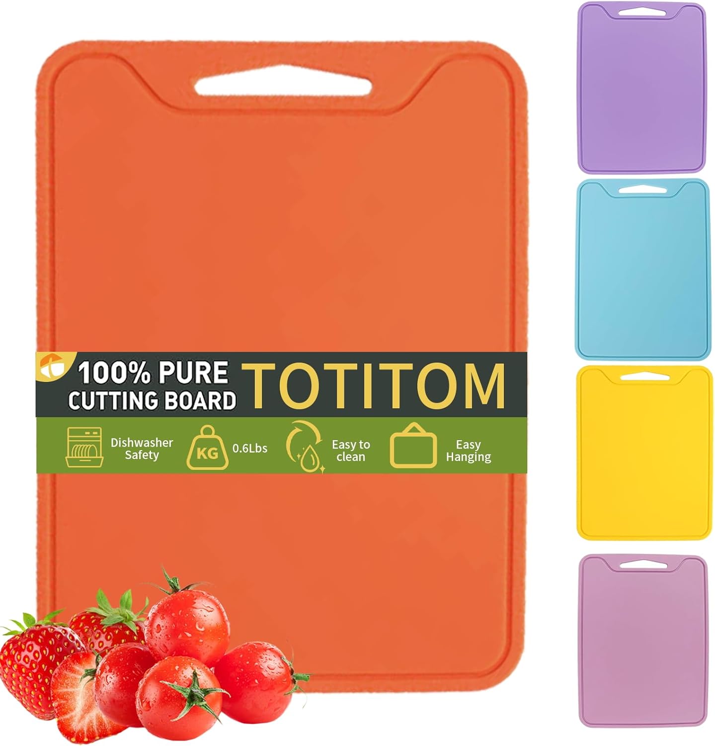Flexible Plastic Cutting Boards for Kitchen, 11.8''x 8.6'' Silicone Cutting Board, BPA Free Non Slip Cutting Mat for Meat, Vegetables and Fruit with Easy Grip Handle, Dishwasher Safe (Yellow)