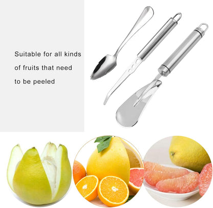 Grapefruit Knife - Curved Serrated Stainless Steel, Pack of 2 with 2 Pcs Spoons, for Grapefruit & Oranges