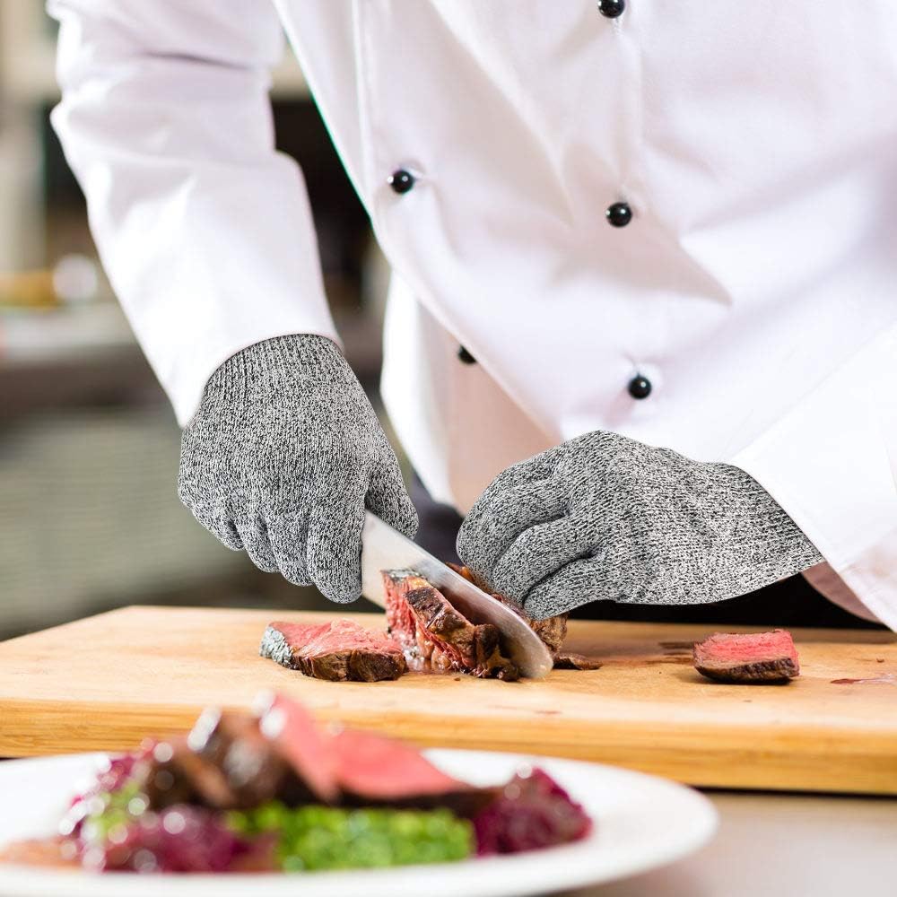 4 PCS (M+L) Cut Resistant Gloves Food Grade Level 5 Hand Protection,Kitchen Cut Gloves (Large+Medium)