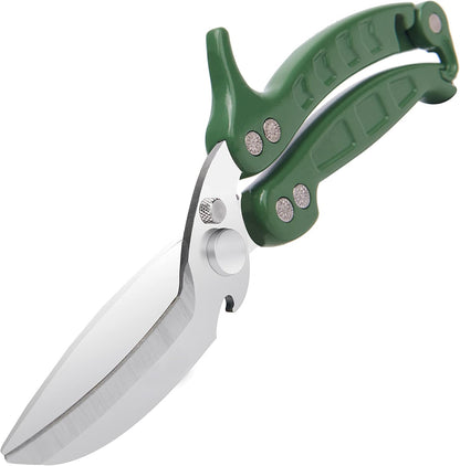 Jasni Heavy Duty Kitchen Shears, Spring Loaded Poultry Shears Stainless Steel Chef Scissors for Bone, Chicken, Poultry, Fish, Food, Meat,Spring-loaded Full Steel Handle