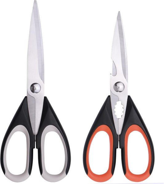 2-Pack Kitchen Scissors Heavy Duty, Stainless Steel All-Purpose Cooking Shears, Dishwasher Safe with Protective Sheath, Ideal for Meat/Poultry/Vegetables/Home Use