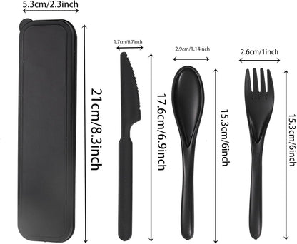 Wheat Straw Utensils Set with Case, Reusable Travel Cutlery Set with Spoon Fork Knife, BPA-Free Portable Flatware for Camping, Hiking & Picnic (Beige)