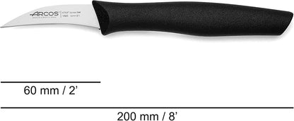 Arcos Set 3 pieces Paring Knife 3 Inch. 3 Paring Knives of Stainless Steel and Ergonomic Polypropylene Handle for Cutting Fruits, Vegetables and Tubers.. Series Nova. Color Black