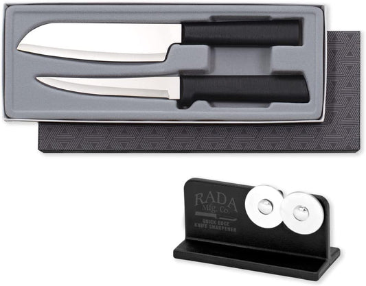 RADA Cutlery Cook's Select Gift Set (S53) 2-Piece Knife Set with Quick Edge Sharpener (R119), Stainless Steel Blades, Silver Handle