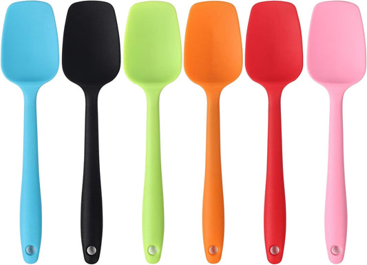Silicone Spatulas, 10.6 inch Rubber Spoon Spatula Heat Resistant One Piece Design Seamless Non-Stick Spoonulas Flexible Scrapers Baking Mixing Tool (4 Pcs)