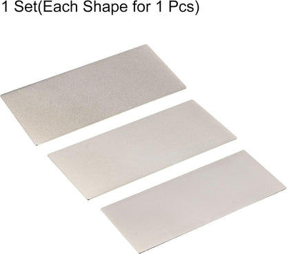 HARFINGTON 3pcs Diamond Sharpening Stone Set 250/600/1200 Grit Knife Sharpening Stone Surface Plate for knives Scissors Kitchen Tools, Silver Tone