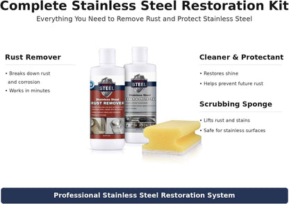 CLEAN MY STEEL Stainless Steel Rust Stain Remover Eraser Cleaner for Fridge, Outdoor BBQ Grill, from Metal Sink and Appliances, NSF Certified, Food Area Safe, 4 oz
