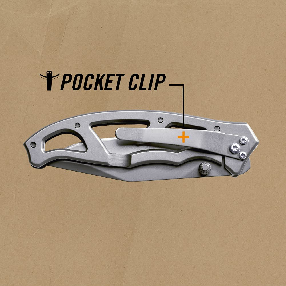 Gerber Gear Paraframe I EDC Folding Pocket Knife, 3" Serrated Edge with Safety Frame Lock, Stainless Steel, Grey