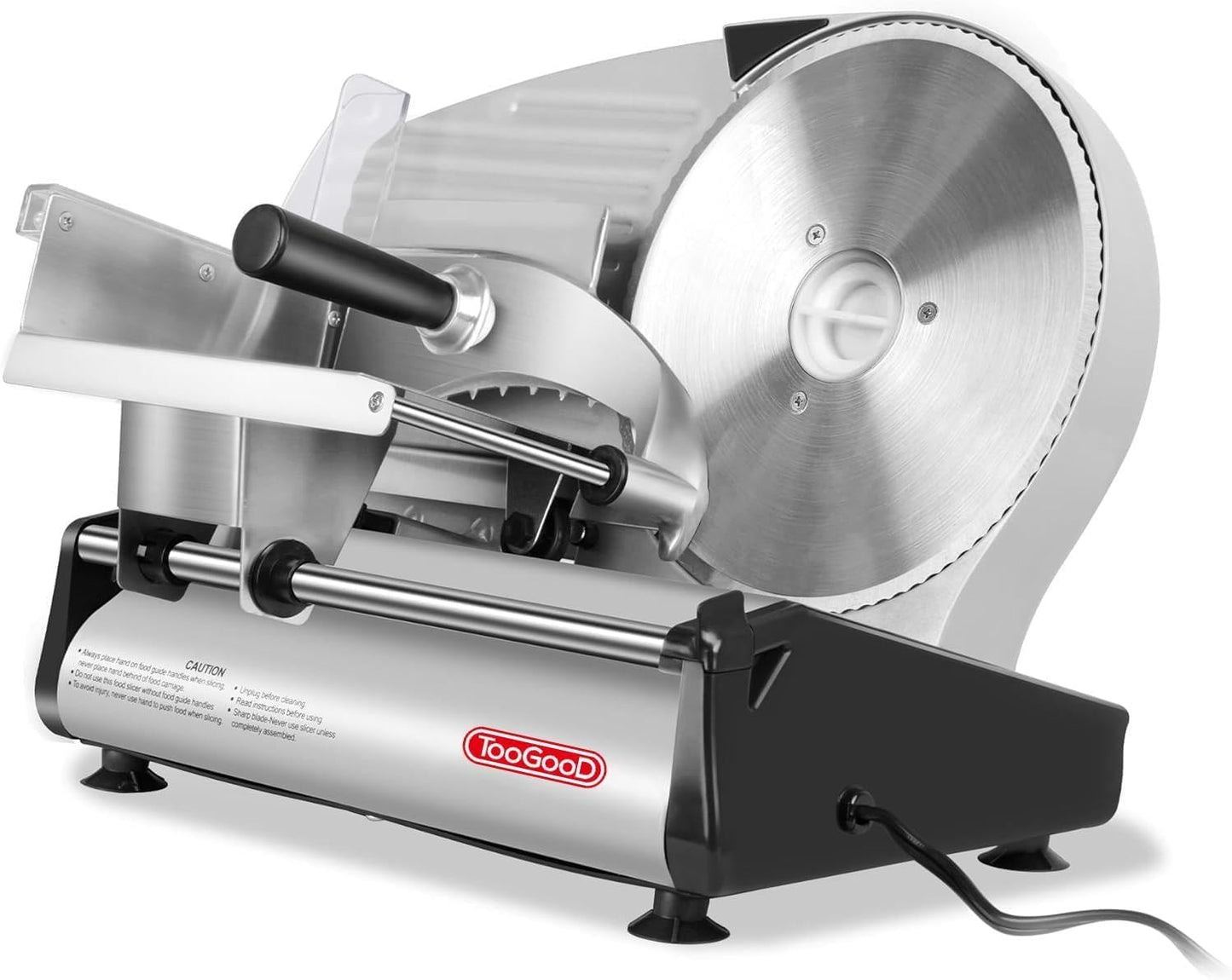 TOOGOOD 7.5" Electric Meat Slicer, with Stainless Steel Blade, Adjustable Thickness Food Slicer Machine for Home Use, Cuts Meat, Ham, Hard Cheese and Deli (Black)