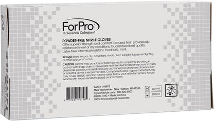 ForPro Disposable Nitrile Gloves, Chemical Resistant, Powder-Free, Latex-Free, Non-Sterile, Food Safe, 4 Mil