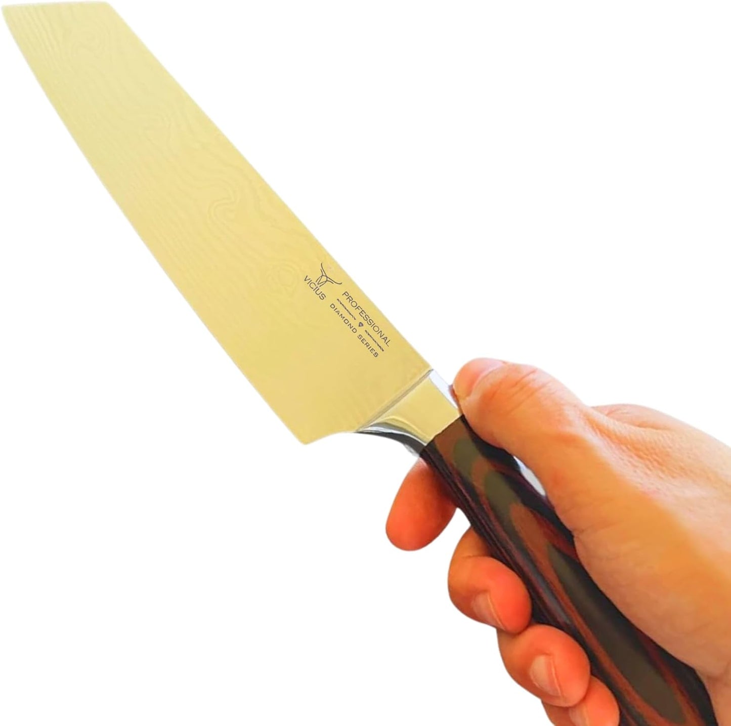 VICIUS Laser Damascus 8-Inch Kiritsuke Knife – Precision Stainless Steel Blade with Ergonomic Handle for Professional Chefs