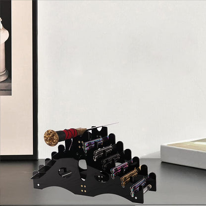 Holds 12 Pocket Knife Display Case - Acrylic Tabletop Stand for Storage (Black)