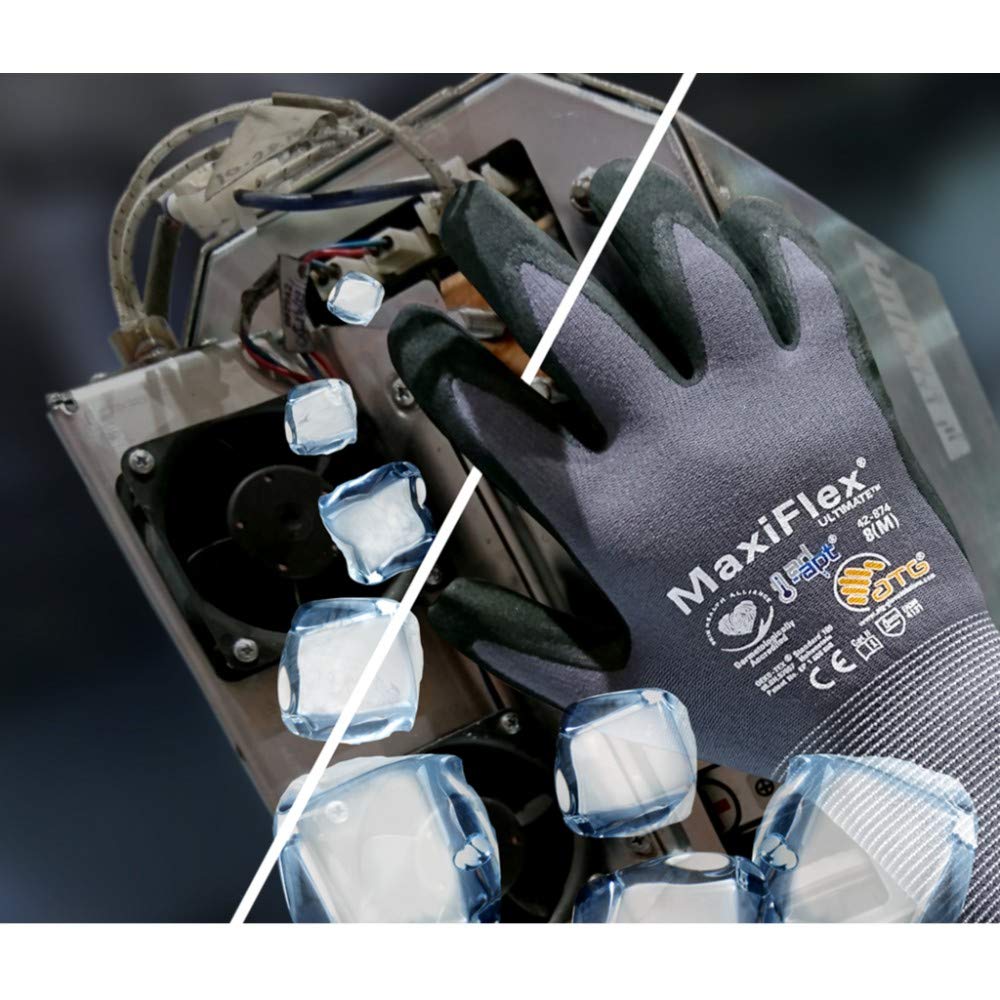 MaxiFlex Cut 34-8743 Cut Resistant Nitrile Coated Work Gloves with Green Knit Shell and Premium Nitrile Coated Micro-Foam Grip on Palm & Fingers