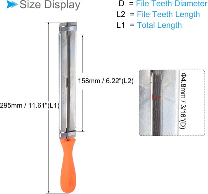 Chainsaw File Holder, 3/16" (4.8mm), Chrome Steel Round Sharpener Files with Angle Guides - (Applications: for Sharpening Chain Saws), 2pieces