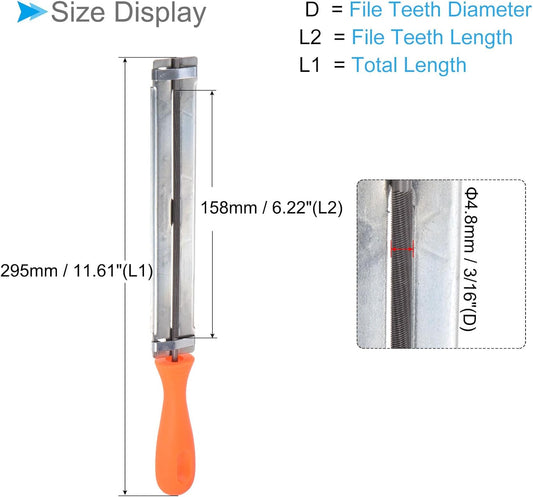 Chainsaw File Holder, 3/16" (4.8mm), Chrome Steel Round Sharpener Files with Angle Guides - (Applications: for Sharpening Chain Saws), 2pieces