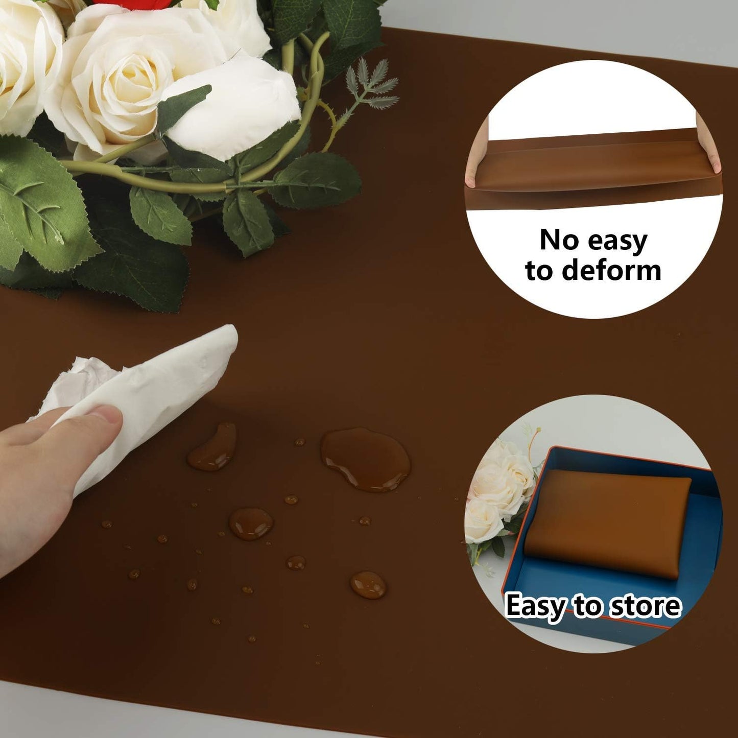 Extra Large Dark Green Countertop Mat - Silicone Table Kitchen Desk Mat - Non-Slip & Heat Resistant - Dinner Placemat Pastry Dough Rolling Mat - Colors B
