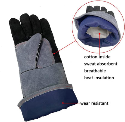 Welding Gloves Large 16 Inches 932℉ Heat Resistant Leather Forge/Mig/Stick Fire Resistant Gloves