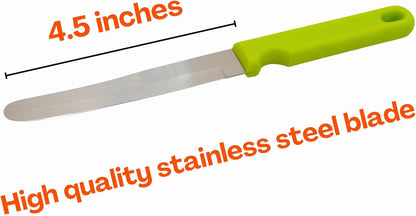 Round Tip Knife, Blunt Knife, Rounded Tip Knives for Cutting Fruit and Vegetable, Smooth Sharp Blade, Safety Knifes (Yellow)