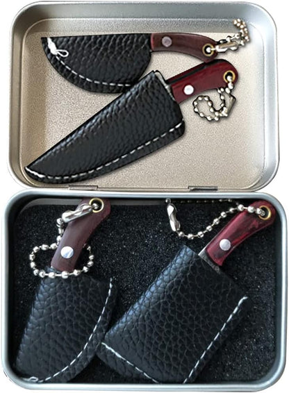 Damascus Pocket Knife Set Mini Chef Tiny Cleaver for Package Opener Box Cutter - of 4