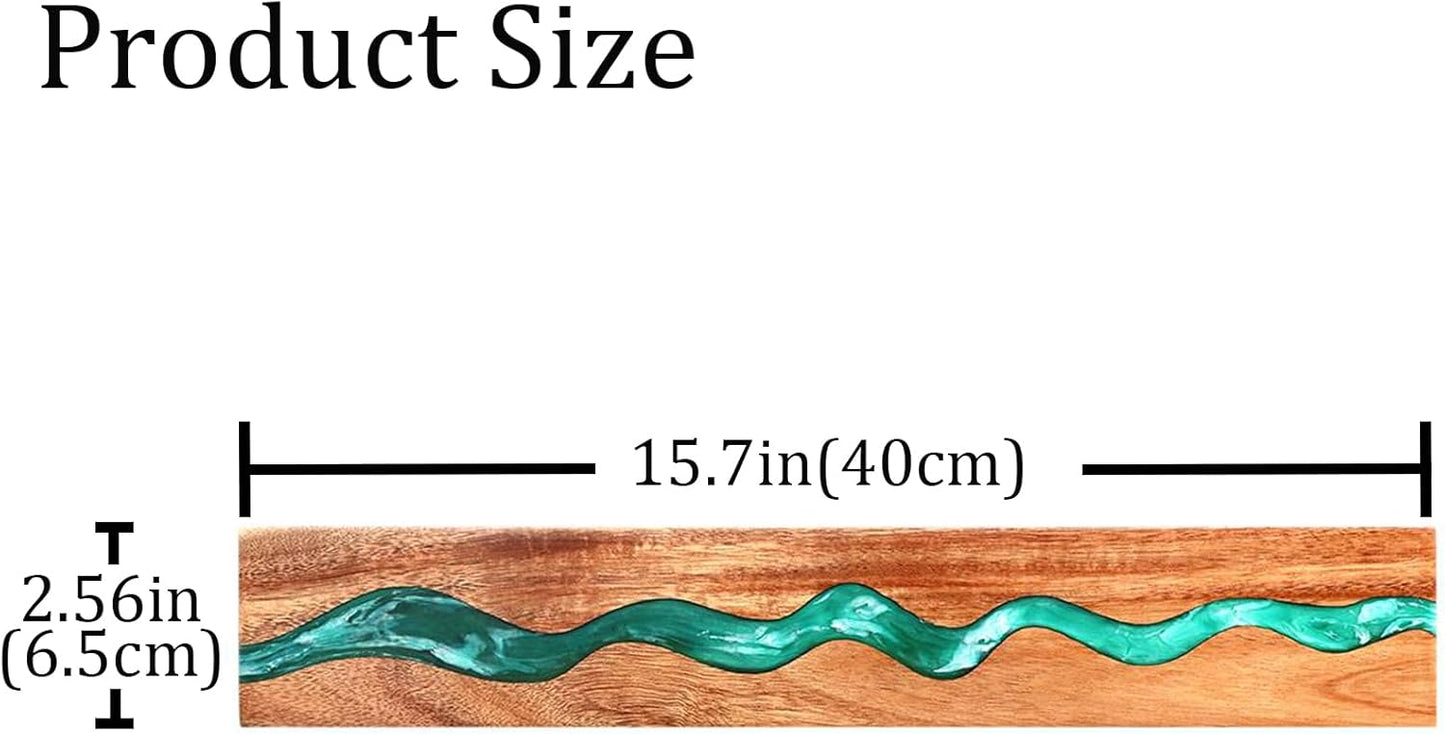 Magnetic Knife Holder, 15.7 Inch Walnut Wood and Resin Magnetic Knife Bar for Wall, Heavy Duty Magnet Holds 8 Knives, Handcrafted Ocean Blue (Ocean's Embrace)