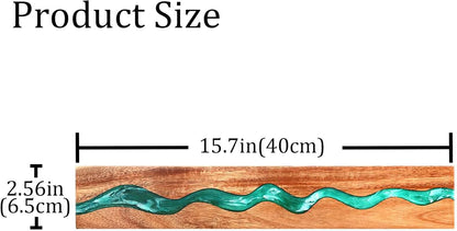 Magnetic Knife Holder, 15.7 Inch Walnut Wood and Resin Magnetic Knife Bar for Wall, Heavy Duty Magnet Holds 8 Knives, Handcrafted Ocean Blue (Ocean's Embrace)