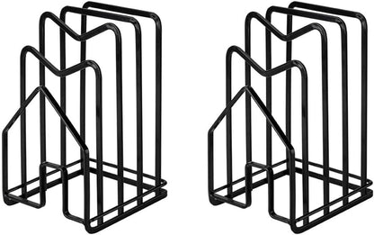 SUNFICON Cutting Board Rack Chopping Board Organizer Stand Holder Kitchen Countertop Pots Pan Lids Rack Organizer Flat Steel 4.92 x 5.7 x 8.47 in. Black