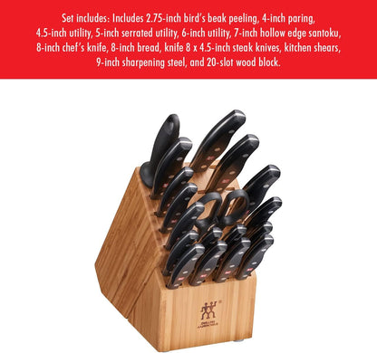ZWILLING Twin Signature 11-Piece German Knife Set with Block, Razor-Sharp, Made in Company-Owned German Factory with Special Formula Steel perfected for almost 300 Years, Dishwasher Safe