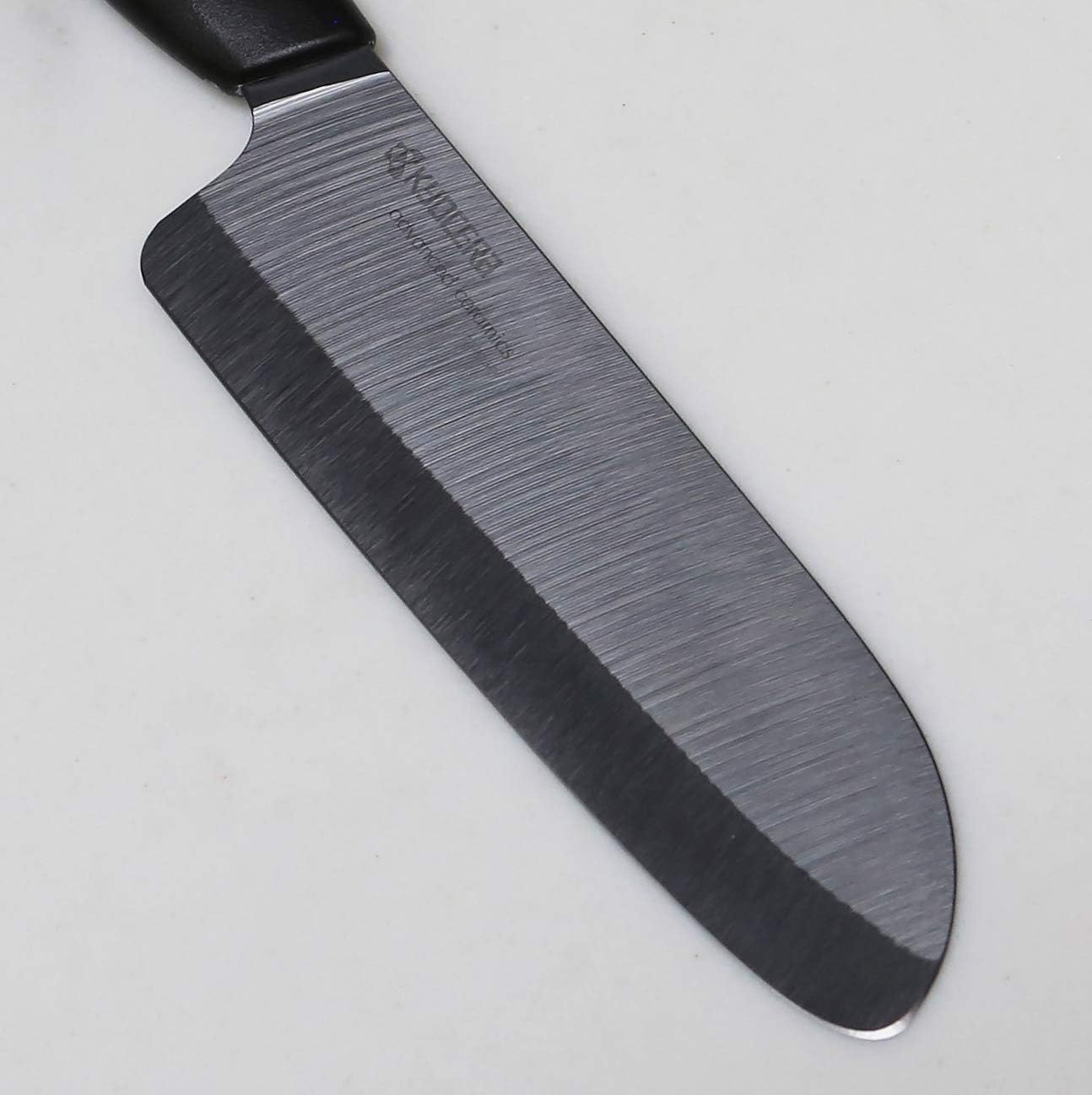 Kyocera Advanced Ceramic Revolution Series 6-inch Nakiri Vegetable Cleaver, Black Handle, White Blade