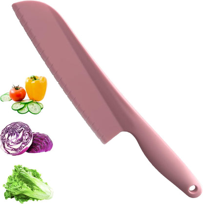 Lettuce Knife, 11 inch Nylon knife, Plastic Lettuce Knife to Prevent Browning, Dishwasher Safe (1, Blue)