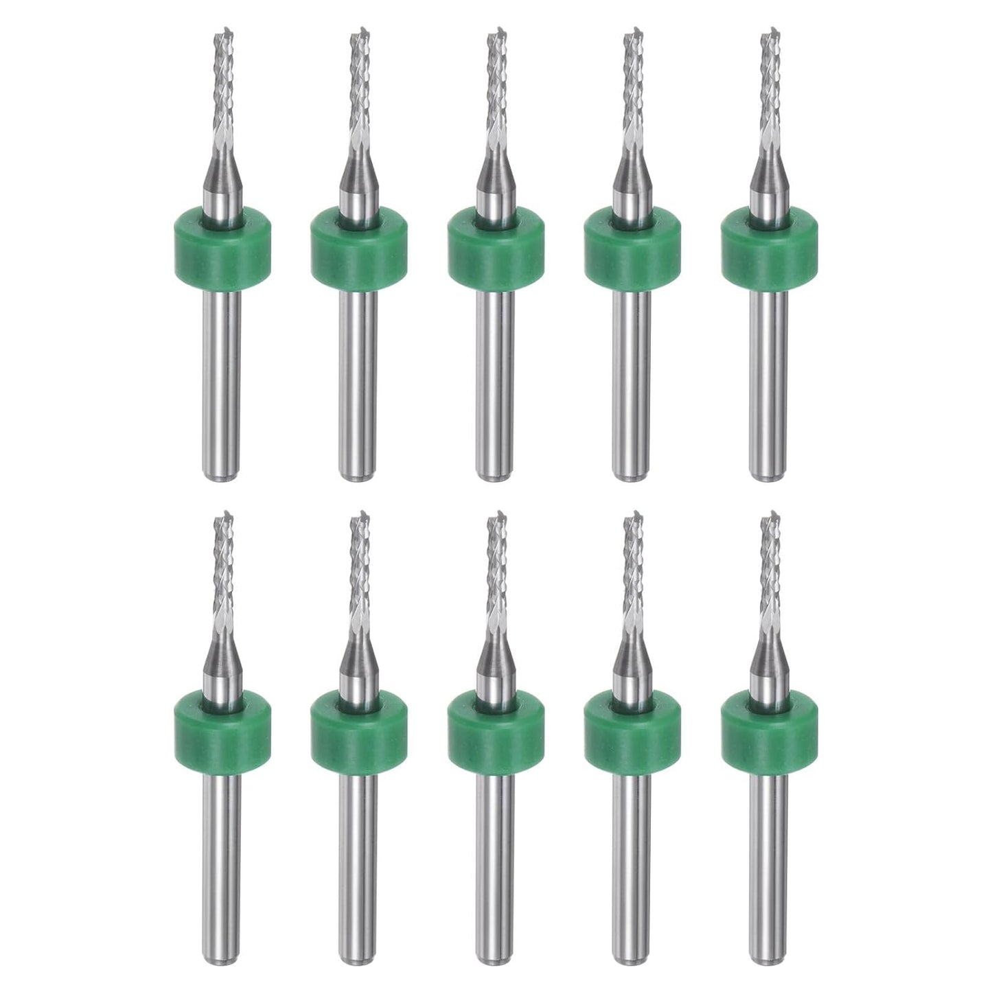 HARFINGTON 10pcs End Mill Bits 0.8mm Solid Carbide CNC Router Bits Engraving Cutter Tools for PCB Circuit Board Milling Machine Wood Carving, 1/8" Straight Shank