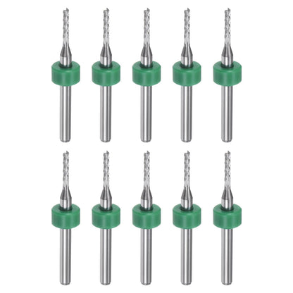 HARFINGTON 10pcs End Mill Bits 0.8mm Solid Carbide CNC Router Bits Engraving Cutter Tools for PCB Circuit Board Milling Machine Wood Carving, 1/8" Straight Shank