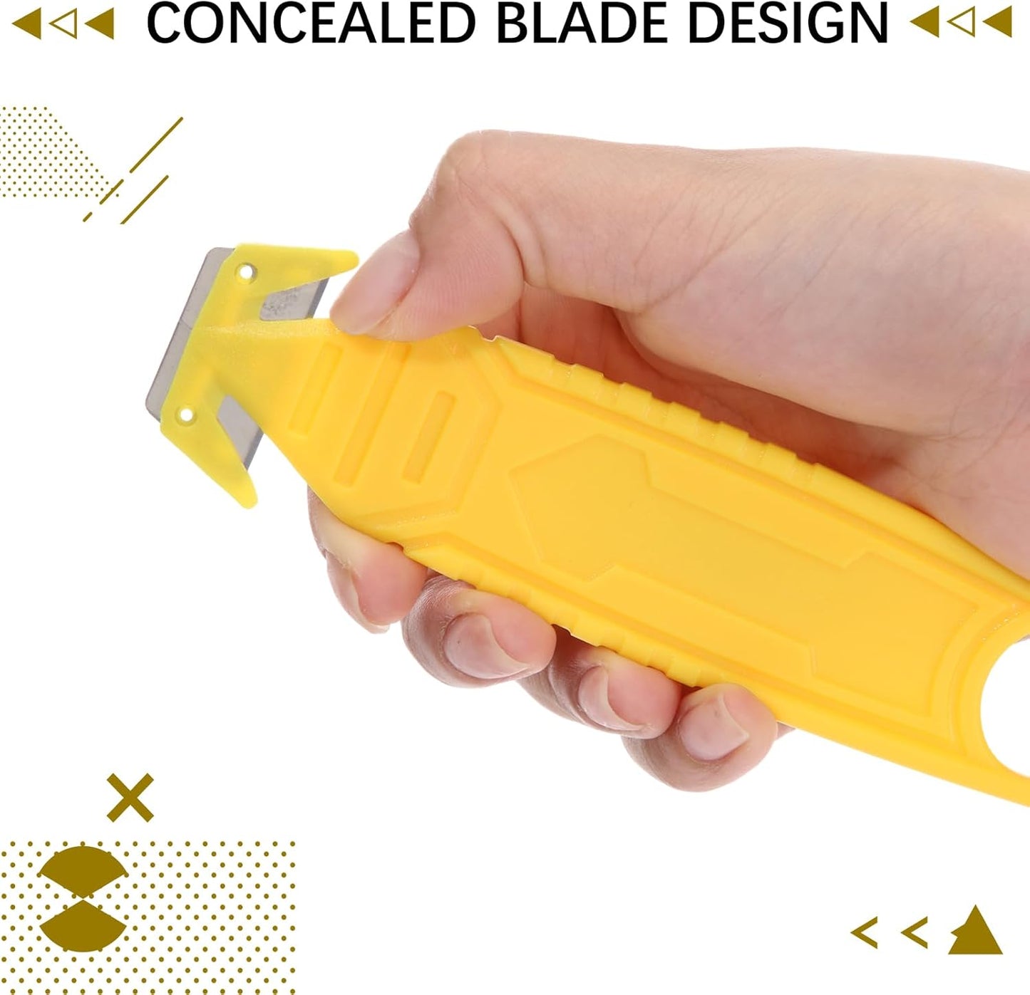 Therwen 30 Pcs Safety Box Cutter Knife of Stainless Steel Concealed Blade Package Opener with Tape Splitter for Carton Cardboard Wrap Letter Work Bag Straps Film Utility Tool (Black)
