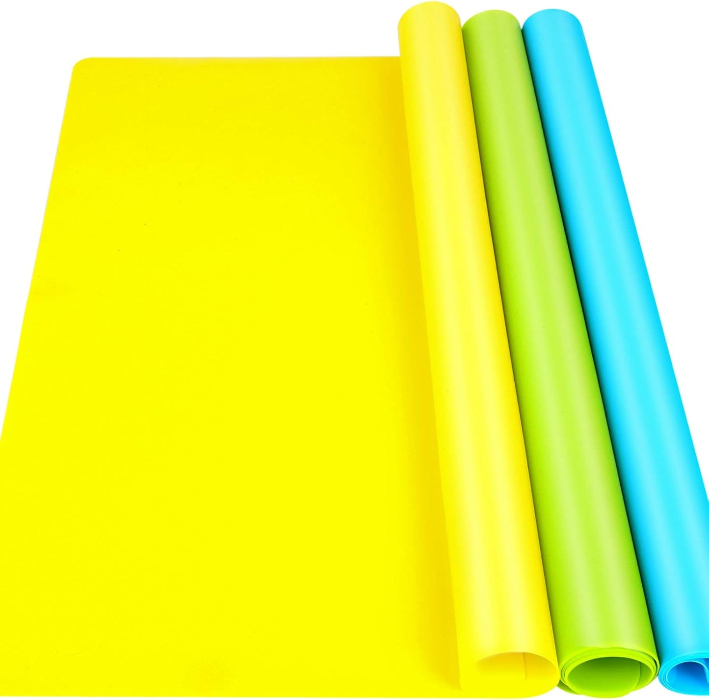 LEOBRO Silicone Mats, 3 PCS 15.7”x 11.7” Silicone Mats for Crafts, Resin Molds, Play Dough Mat for Resin, Clay, Craft Supplies, Orange & Purple & Blue