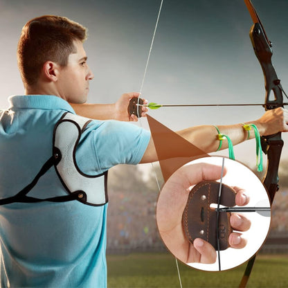 Ringsun Leather Archery Finger Tabs,Handmade Archery Finger Guard for Shooting Practice Gear, Recurve Bow Fingers Tab