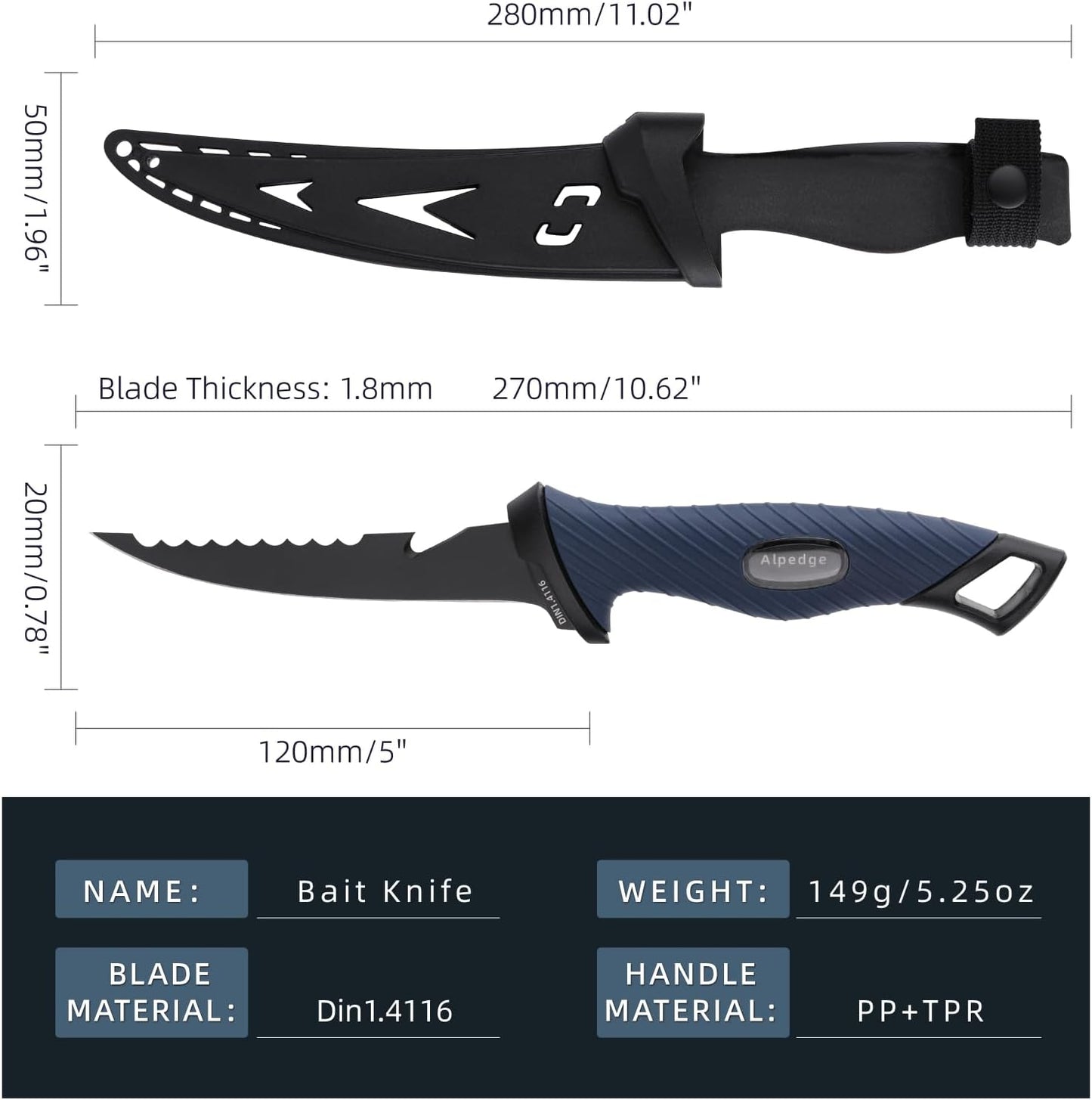 9 Inch Fish Fillet Knife - Premium German DIN 1.4116 Stainless Steel, Ultra Sharp Flexible Blade for Fish Filleting, Salmon, Trout, Non-Slip Handle, Professional Boning Knife with Sheath, Great for Anglers & Home Cooks