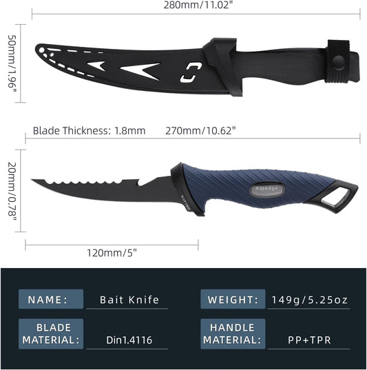 9 Inch Fish Fillet Knife - Premium German DIN 1.4116 Stainless Steel, Ultra Sharp Flexible Blade for Fish Filleting, Salmon, Trout, Non-Slip Handle, Professional Boning Knife with Sheath, Great for Anglers & Home Cooks