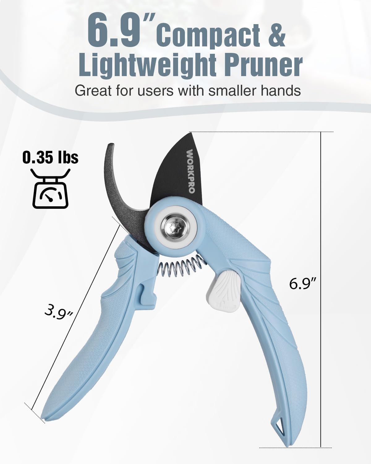 WORKPRO 6.9" Bypass Pruning Shears, Gardening Scissors with Sharp SK5 Steel Blade, Handheld Garden Floral Clippers for Rose, Plants, Flowers, Fruits Trees, Gardening Gifts for Women & Men, Green