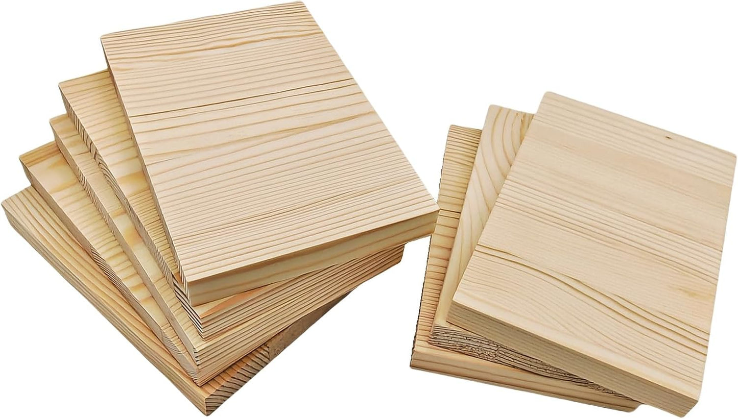 4PCS Rectangle Wood Boards Unfinished Wood Blocks for Crafting, 8x6x1in Blank Whittling Wooden Blocks for Wood Carving,Painting & Burning