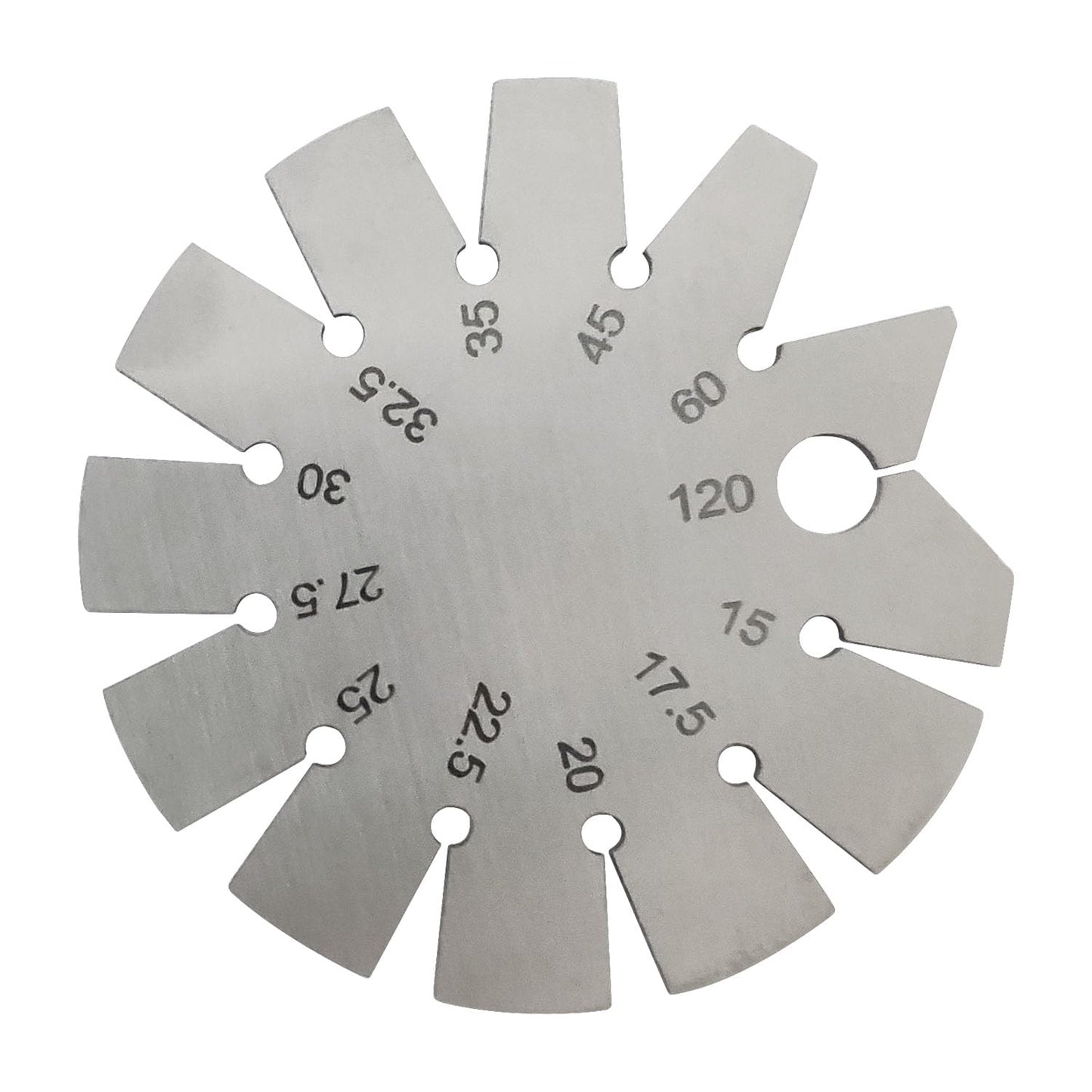 1 Piece Stainless Steel Bevel Gauge Axe Angle Gauge Round Shape Knife Angle Finder Knife Blade 15-120 Degree for Measuring Knife Angle