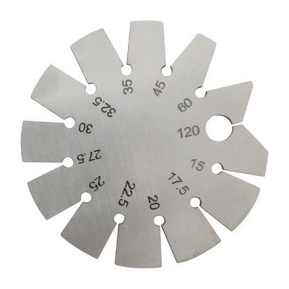 1 Piece Stainless Steel Bevel Gauge Axe Angle Gauge Round Shape Knife Angle Finder Knife Blade 15-120 Degree for Measuring Knife Angle