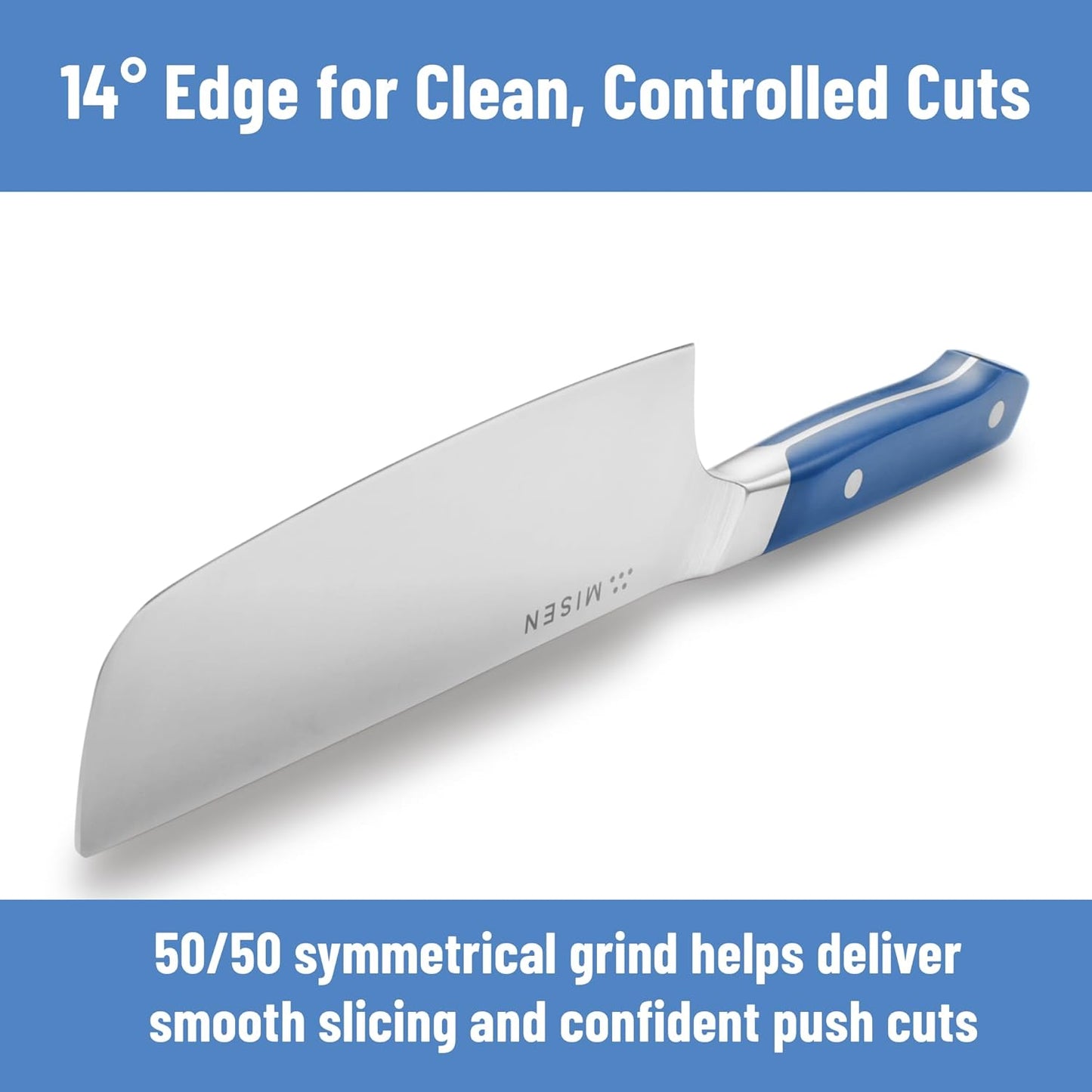 Misen 5.5” Nakiri Knife - Japanese Vegetable Knife, AICHI ACUTO440 High-Carbon Stainless Steel - Razor-Sharp 14° Edge - Compact, Rust-Resistant Kitchen Knife for Chopping, Slicing & Meal Prep - Blue
